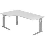 bümö Eckschreibtisch Serie-U Weiß / Silbergrau