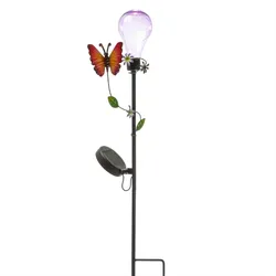 LED Solar Gartenstecker Schmetterling Garten Balkon Deko Erdspieß 84cm