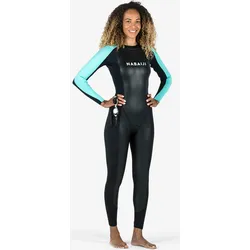 Schwimmanzug Neopren Damen Freiwasserschwimmen - OWS 100 2/2 mm schwarz/blau schwarz|grün DE 40 / FR 42
