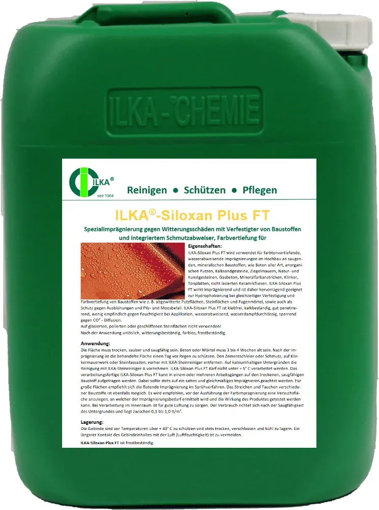 ILKA - Siloxan PLUS FT | Spezialimprägnierung mit Verfestiger und Farbvertiefer - 10ltr - gelbe Gesteinsarten und Putze
