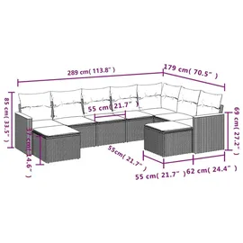 vidaXL Gartensofa-Set 9-tlg. schwarz