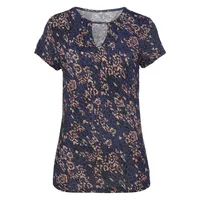 VIVANCE Kurzarmshirt Damen blau-rosé bedruckt Gr.36/38