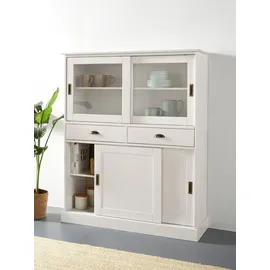 Home Affaire Highboard HOME AFFAIRE "Schröder", weiß, B:114cm H:140cm T:40cm, FSC-zertifiziertes Massivholz, Sideboards, Highboard, Vitrine aus massivem Kiefernholz, Breite 114 cm