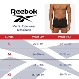 Reebok Trunk REEBOK "BOYES", Herren, Gr. M (5), schwarz, Obermaterial: 57% Baumwolle, 38% Polyester, 5% Elasthan, unifarben, eng, Unterhosen, basic, bequem, atmungsaktiv, mit Logo, breiter Bund, Baumwollmix