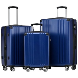 Flieks Hartschalen-Trolley, 4 Rollen, Trolley Handgepäck HartschalenKoffer Reisekoffer Set blau|grau 0 cm x 0 cm x 0 cm