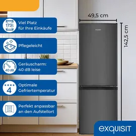 Exquisit KGC5232-60-E-040C Kühl-Gefrierkombination (173 l, 1425 mm hoch, Schwarz)