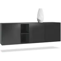 Vladon Sideboard, Schwarz, 182x53x35 cm, Wohnzimmer, Kommoden & Sideboards,