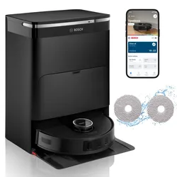 BOSCH Saugroboter "Spotless Max BCRDW3B mit Wischfunktion, rotierende Wischpads", schwarz, B:34cm H:9,8cm, Saugroboter, Datensicherheit, 11.000 Pa Saugkraft, Absaugstation, Carbon Bürste