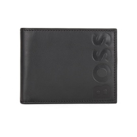 Boss Big BB 6 cc Geldbörse aus genarbtem Leder mit Logo-Prägung Schwarz
