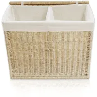 lycce Wäschesortierer aus Weide 120L, 2 Fächer, mit Stoffeinsatz