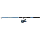 Shakespeare Firebird Tele Spinnrute and Rolle Combo - Teleskopische, tragbare Angelausrüstung - Vorbespult mit Schnur, bereit zum Angeln, Blue/Black