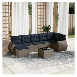 vidaXL Gartensofa-Set 8-tlg. grau Polyrattan