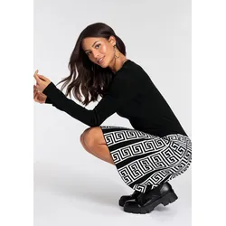 Strickkleid, für Partys und festliche Anlässe, kurzes Kleid, figurbetont, Gr. 38 - N-Gr, schwarz-weiß, , 64391705-38 N-Gr
