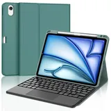 IVEOPPE Tastatur iPad Air 6. Generation Touchpad, iPad Air 11" Hülle mit Tastatur 2024, Magnetisch Abnehmbare Bluetooth QWERTZ Tastatur für iPad Air 6 11 Zoll 2024, Dunkelgrün