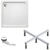 Schulte Duschwanne Adria aus hochwertigem Sanitäracryl, 100x100 cm inkl. Fußgestell und Überlaufschutz, Pflegeleicht und alterungsbeständig, Größe wählbar
