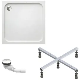 Schulte Duschwanne Adria aus hochwertigem Sanitäracryl, 100x100 cm inkl. Fußgestell, Ab- und Überlaufschutz, Pflegeleicht und alterungsbeständig, Größe wählbar