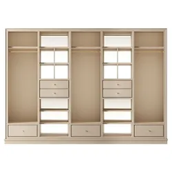 Casa Padrino Luxus Kleiderschrank Beige 326 x 60 x H. 230 cm - Offener Schlafzimmer Schrank - Schlafzimmer Möbel - Hotel Möbel - Luxus Möbel - Luxus Einrichtung - Schlafzimmer Einrichtung