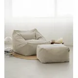 mokebo Sessel Der Lümmel Cord 83 x 73 x 60 cm Beige mit Hocker