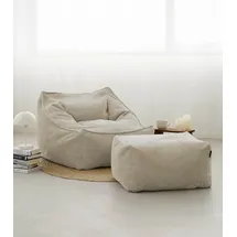 mokebo Sessel Der Lümmel Cord 83 x 73 x 60 cm Beige mit Hocker