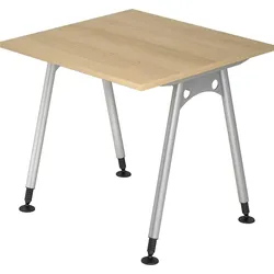 bümö manuell höhenverstellbarer Schreibtisch 80x80 cm in Eiche - PC Tisch höhenverstellbar & klein, höhenverstellbarer Tisch Büro, kleiner