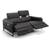 Sofanella 2-Sitzer Leder Milo, Relaxsofa, Designsofa, Designer Couch, Italienisches Sofa, 2er Sofa schwarz