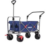 Arebos Bollerwagen faltbar | Transportkarre | Gerätewagen | Handwagen | Faltwagen | inkl. 2 Netztaschen | mit Vorderrad-Bremsen & Teleskopstange | klappbar | bis 100 kg Tragkraft | Blau