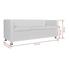 vidaXL Sofa 3-Sitzer Kunstleder Weiß