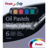 Pentel Pentel, Malstifte, PentelArts Ölpastellkreide PHN-F6, 6er Set, Metallicfarben deckend, für Papier, Karton, Leinen und H (Metallic, 6 x)