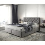 DeLife Boxspringbett Dream-Great 160x200 cm Mikrofaser Taupe mit Matratze und Topper - Grau/Taupe