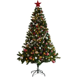Everlands Künstlicher Weihnachtsbaum 210cm mit Kugeln & Beleuchtung - D/H ca. 137,00x210,00