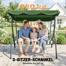 Outsunny Hollywoodschaukel Grün 3-Sitzer