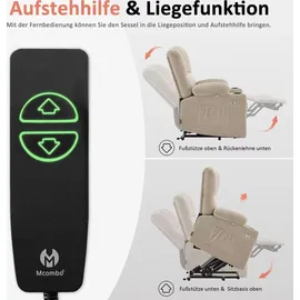 MCombo Fernsehsessel 7102 Stoff 0 x 0 x 0 cm Beige elektrisch mit Aufstehhilfe und Liegefunktion