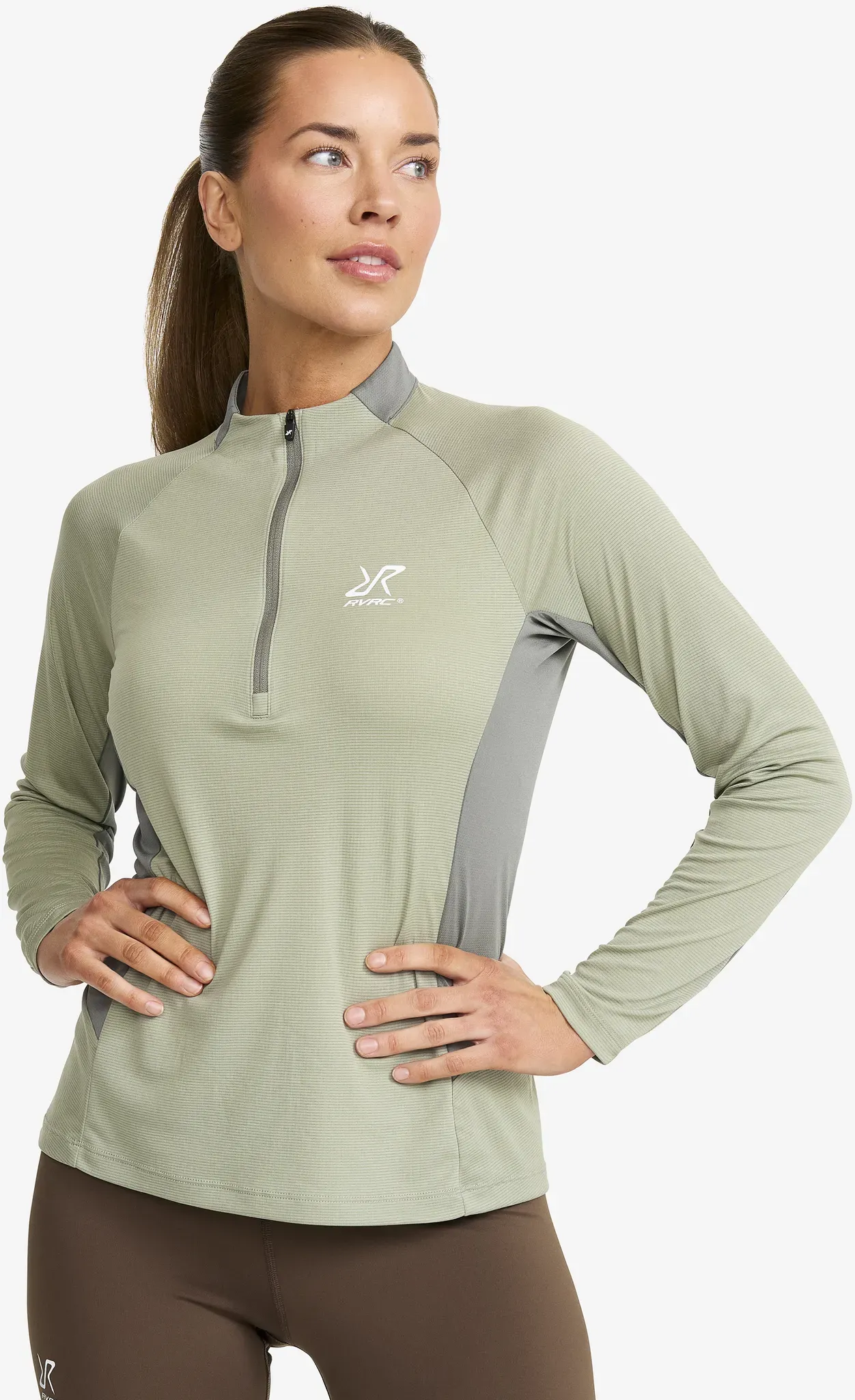 Force Light Half-zip Top Damen Shadow/Castor Gray, Größe:M - Damen > Oberteile > Longsleeves - Grün