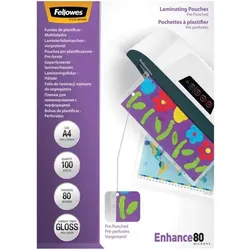 Fellowes Laminierfolie A4 80mic vorgestanzt