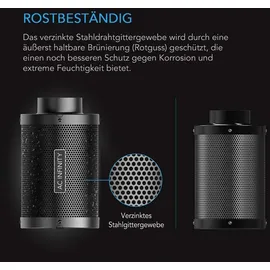 AC Infinity Aktivkohlefilter mit australischer Aktivkohle, 100 mm