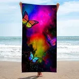 SUBURU Rauchschmetterling Strandtuch Kinder 70x150 cm, Weich Schnell Trocknen Microfaser Handtücher, 3D Strandhandtuch Rauchschmetterling Badetuch Strandlaken Handtuch, Herren Frauen Badetücher