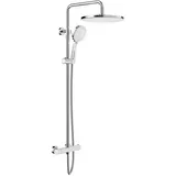 Rainsworth Duschsystem mit Thermostat 3 Strahlarten 92-126 cm Duschstangen Edelstahl Duschamaturenset Wassersparend