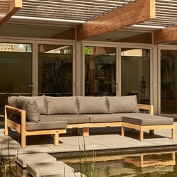 Traditional Teak Set Modulsystem Maxima II - bestehend aus 2 x Maxima Seitenteil, 1 x Maxima Mittelteil, 1 x Maxima Hocker
