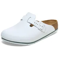 Birkenstock Damen Herren Boston Pro Hausschuhe Leder Pantoletten - Clogs - Zertifiziert nach EN ISO 20347:2043 - Berufsschuhe für Medizin, Gastronomie und Service - Weiß - 37 - 37 EU