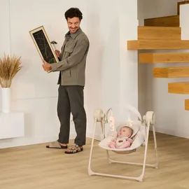 Kinderkraft elektrische Babywippe SWINGEE – 5 Schaukelstufen – Timer – Musik – verstellbar & faltbar – nur 3,7 kg – Beige - Beige