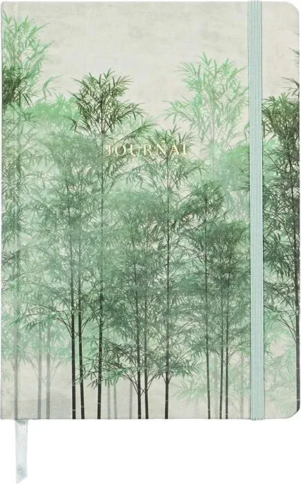 Jubiluu Divers A5 Elegant Stoff-Notizbuch mit Hardcover und Innenauskleidung - 96 Blatt (100 g Offenset-Papier), Lesezeichen & Gummiband - Klassische Creme-Strichspur für Schreiben, Schule, Büro und Geschenke - Misty Forest