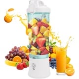 Tragbarer Smoothie Maker Mixer, 600ML Standmixer für Smoothies, Saft und Shakes, Portable Mini Blender mit 6 Edelstahlmesser, USB Persönlicher Obstmischmaschine, BPA-frei (Weiss)