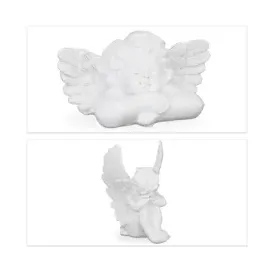 Relaxdays Grabengel 2er Set, Engelfigur anmutig, wetterfest, frostsicher, Grabschmuck, Schutzengel, Kunststein, weiß