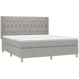 vidaXL Boxspringbett mit Matratze & LED Hellgrau 160x200 cm Stoff