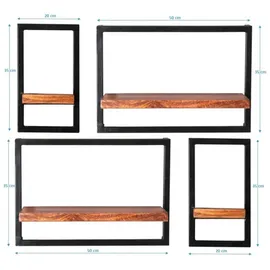 SIT Möbel Panama Wandregal 75 x 25 x 75 cm Antikschwarz
