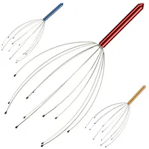 Relaxdays 6x Kopfmassagegerät, rot Rot,Silber