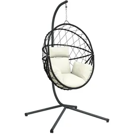 vidaXL Hängesessel Ei-Design Rattan 0 x 0 x 0 cm Taupe mit Kissen