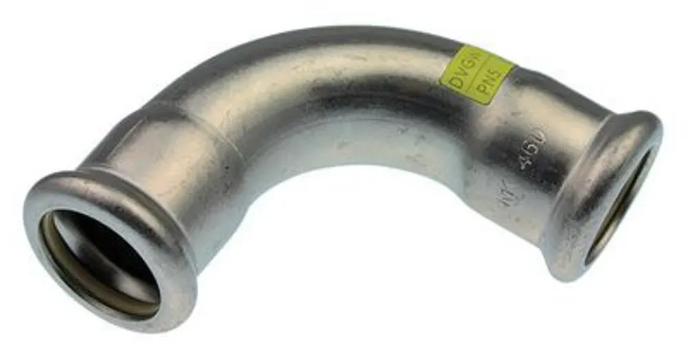 Logafix Edelstahl Gas Bogen 90° i/i 88,9 M-Presskontur