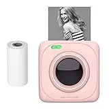 Bisofice Tragbarer Mini-Fotodrucker, 203 DPI, kabellos, BT, Thermodrucker, Taschenformat, kompatibel mit iOS und Android, zum Arbeiten und Lernen, Memo, Tagebuch, Foto schwarz und weiß – Rosa