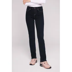 Regular-fit-Jeans SOCCX, Damen, Gr. 31, Länge 36, blau, Material: 89% Baumwolle, 9% Polyester, 2% Elasthan, Zusatz: Enthält nichttextile Teile tierischen Ursprungs (Badge), Abriebeffekte, casual, regular fit, Jeans, mit Stretch-Anteil